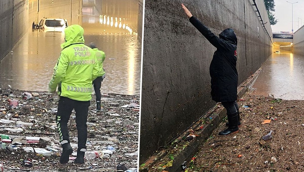 Alt geçitte felaketin izleri (Antalya’da sel sonrası çalışmalar sürüyor)