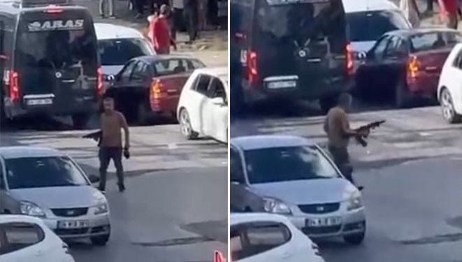 İstanbul'da korku dolu anlar: Tüfekle sokağa çıkıp yolu kapattı