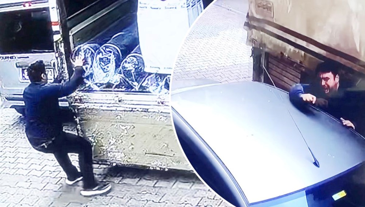 Kayan kamyoneti durdurmak isterken iki araç arasında sıkıştı Kayan kamyoneti durdurmak isterken iki araç arasında sıkıştı