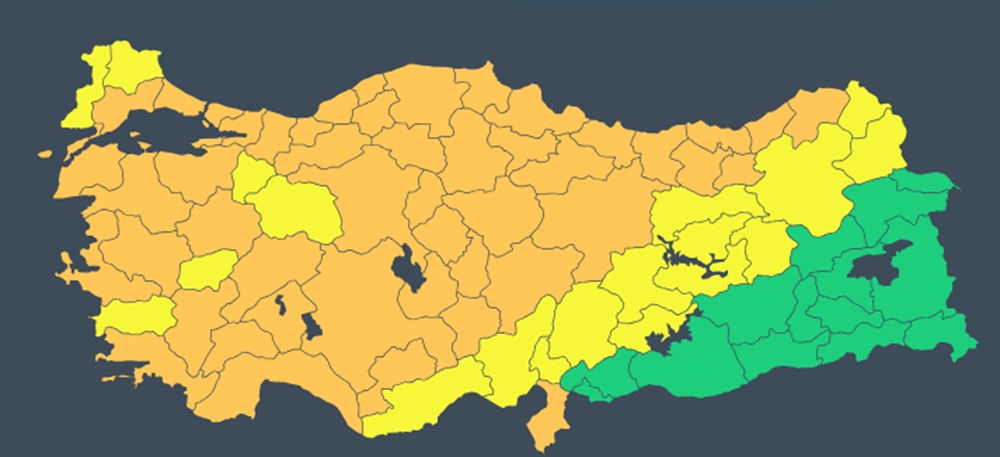 Meteoroloji'den 67 il için sarı ve turuncu kodlu uyarı - 4