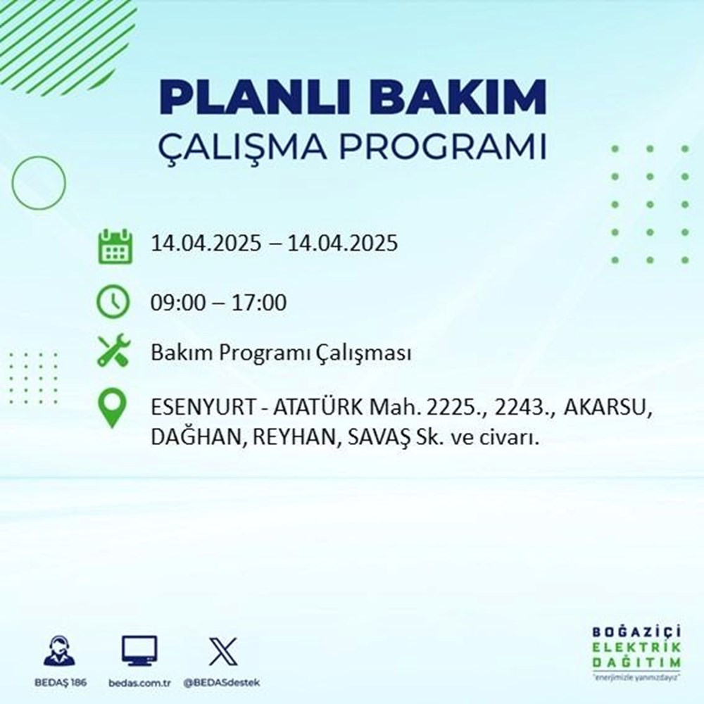 İstanbul'un 23 ilçesinde elektrik kesintisi: Elektrikler ne vakit gelecek? 9 saat sürecek (14 Nisan BEDAŞ kesinti programı) 130 QRNa2vXTjUy3i717aDHYNg