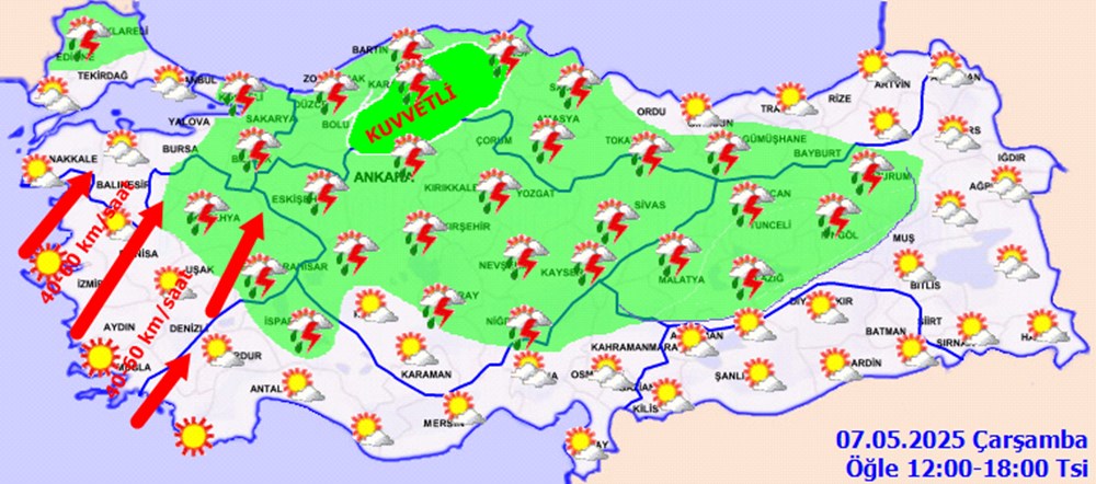 Meteoroloji'den 13 il için sağanak yağış uyarısı (7 Mayıs Çarşamba hava durumu) - 2