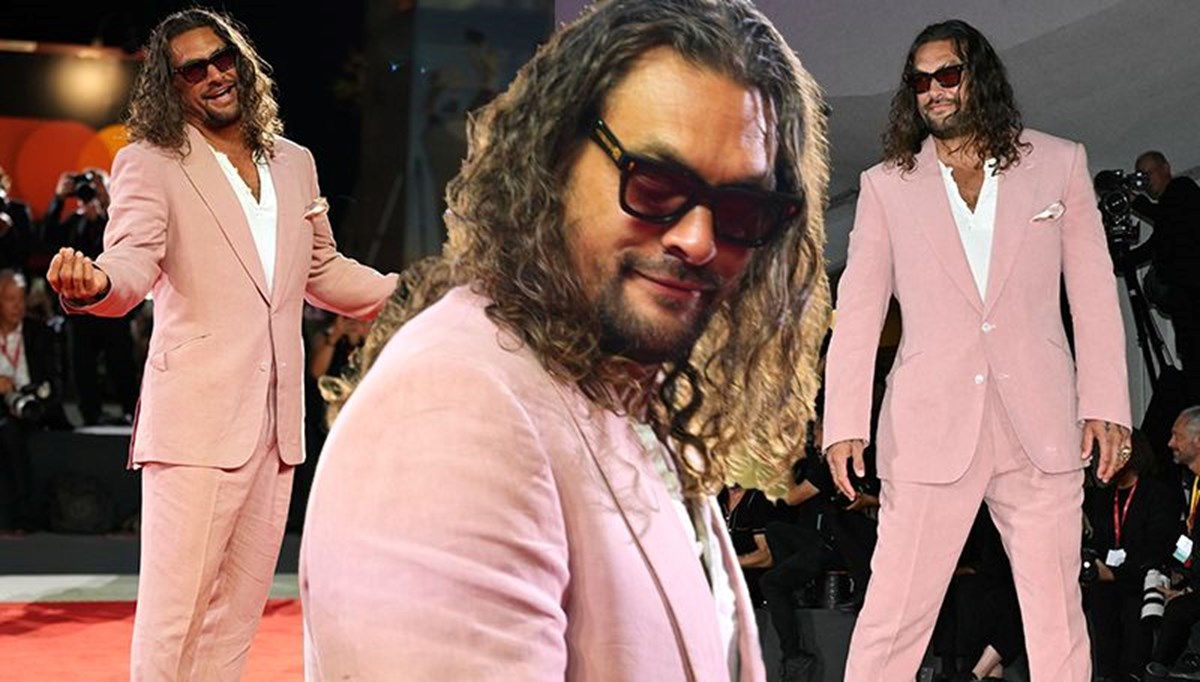 Jason Momoa pembe stiliyle Venedik'e damga vurdu