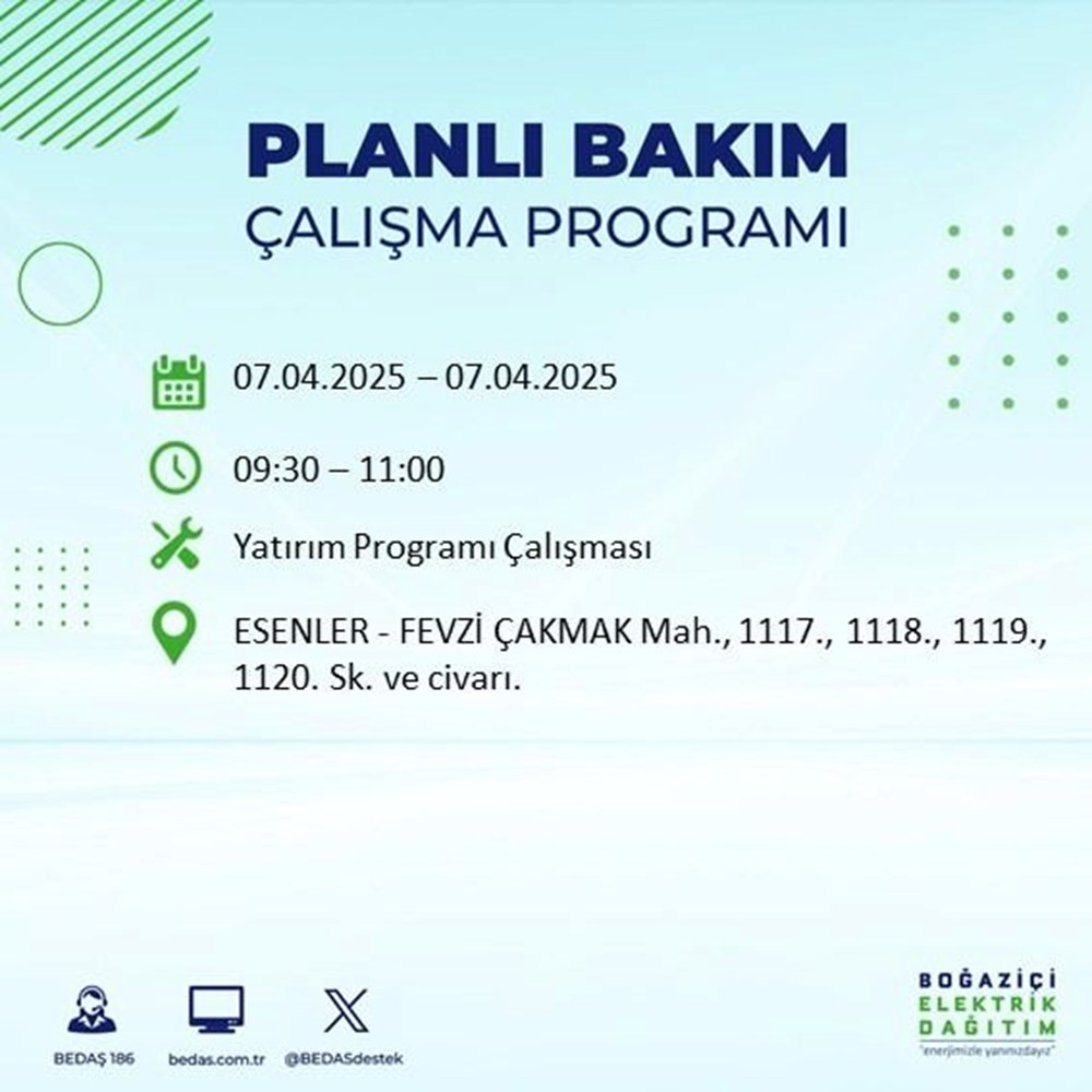 İstanbul'un 21 ilçesinde elektrik kesintisi: Elektrikler ne vakit gelecek? 9 saat sürecek (7 Nisan BEDAŞ kesinti programı) 95 Qm6hwS2DmkyXGrkBzQNsWw