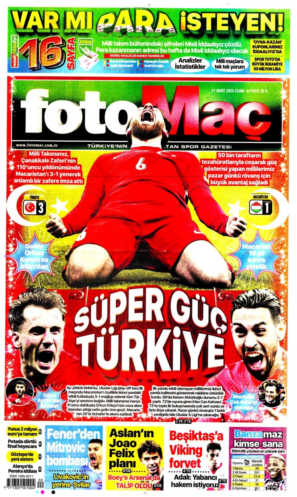 "İşte bizim çocuklar" (21 Mart 2025 spor manşetleri) - 3
