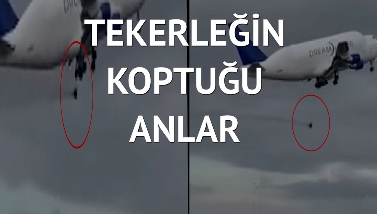 Kargo uçağının kalkış sırasında tekerleği koptu