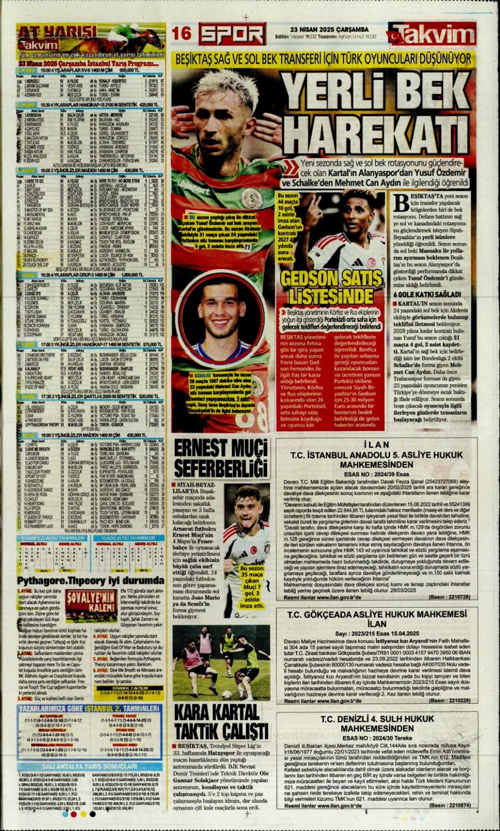 "Aslan finale kükredi" (23 Nisan 2025 spor manşetleri) - 28