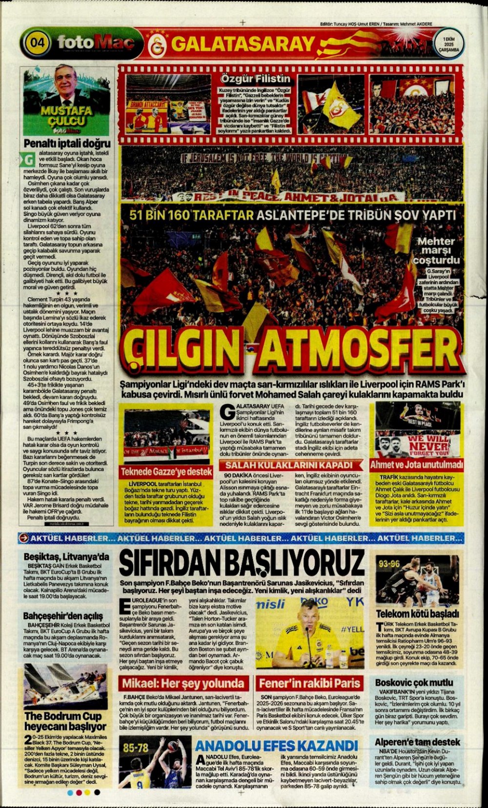"Adı Aslan, işi destan" (1 Ekim 2025 spor manşetleri) - 9
