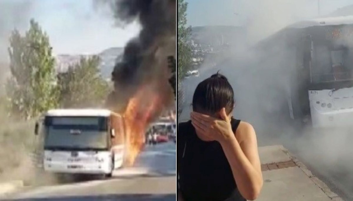 İzmir’de belediye otobüsü yandı