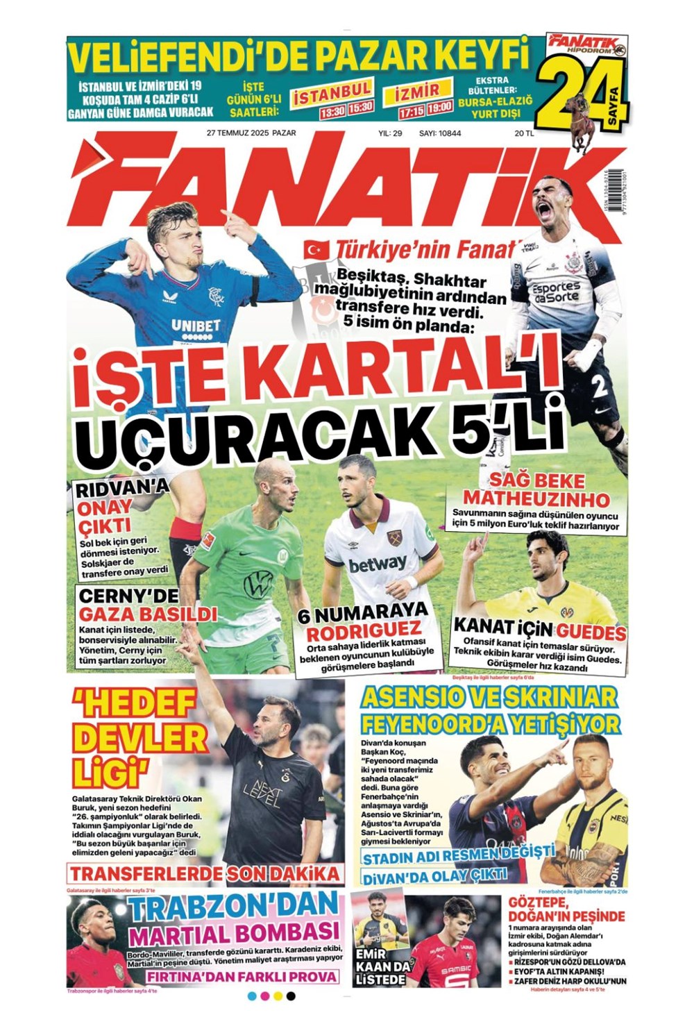 "Rota Williams" (27 Temmuz 2025 spor manşetleri) - 1