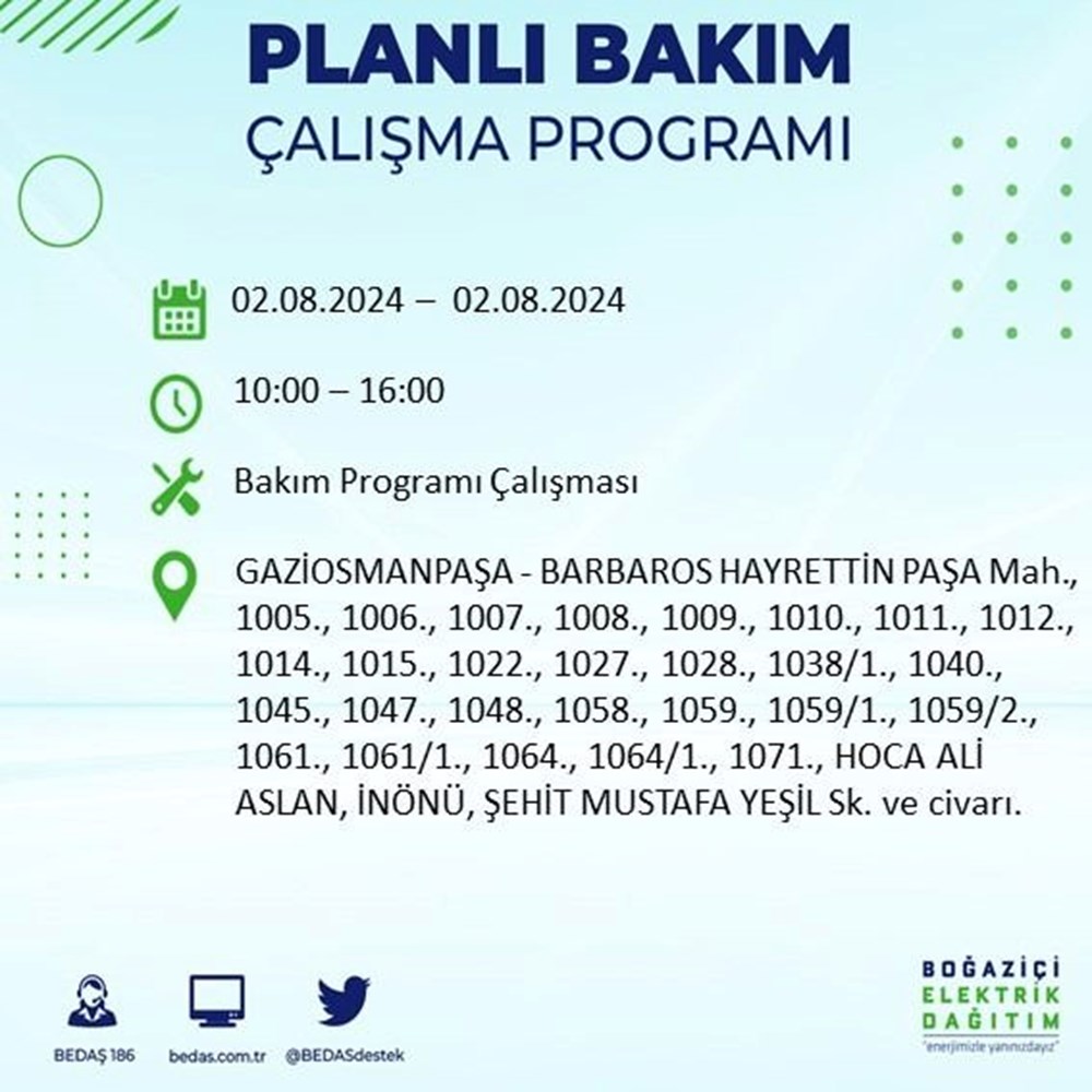 İstanbul'un 22 ilçesinde elektrik kesintisi: Elektrikler ne zaman gelecek? (2 Ağustos BEDAŞ kesinti programı) - 34