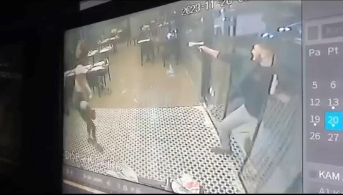 Ankara'da restoranda silahlı saldırı kamerada Ankara'da restoranda silahlı saldırı kamerada