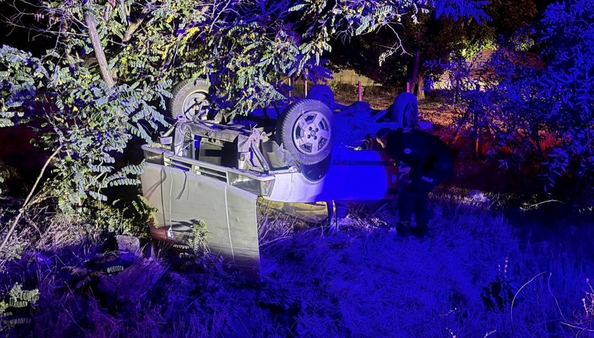 Polisten kaçan araç şarampole uçtu