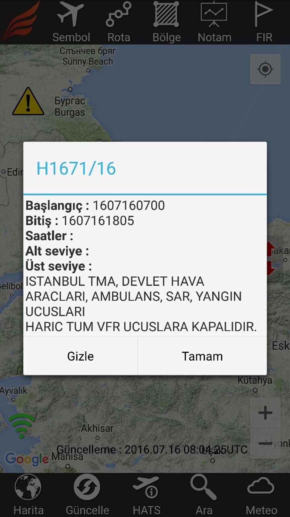 Marmara hava sahası kapatıldı - 1