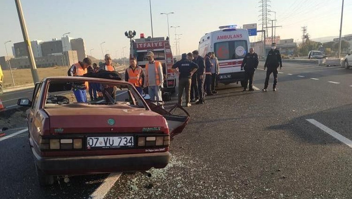 Hurdaya dönen araçtan sağ çıktı