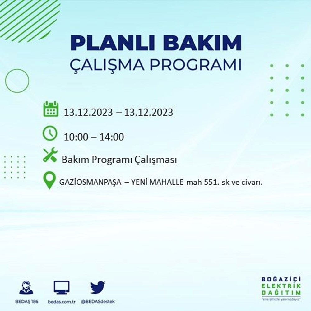 İstanbul'un 20 ilçesinde elektrik kesintisi: Elektrikler ne zaman gelecek? (13 Aralık BEDAŞ kesinti programı) - 25