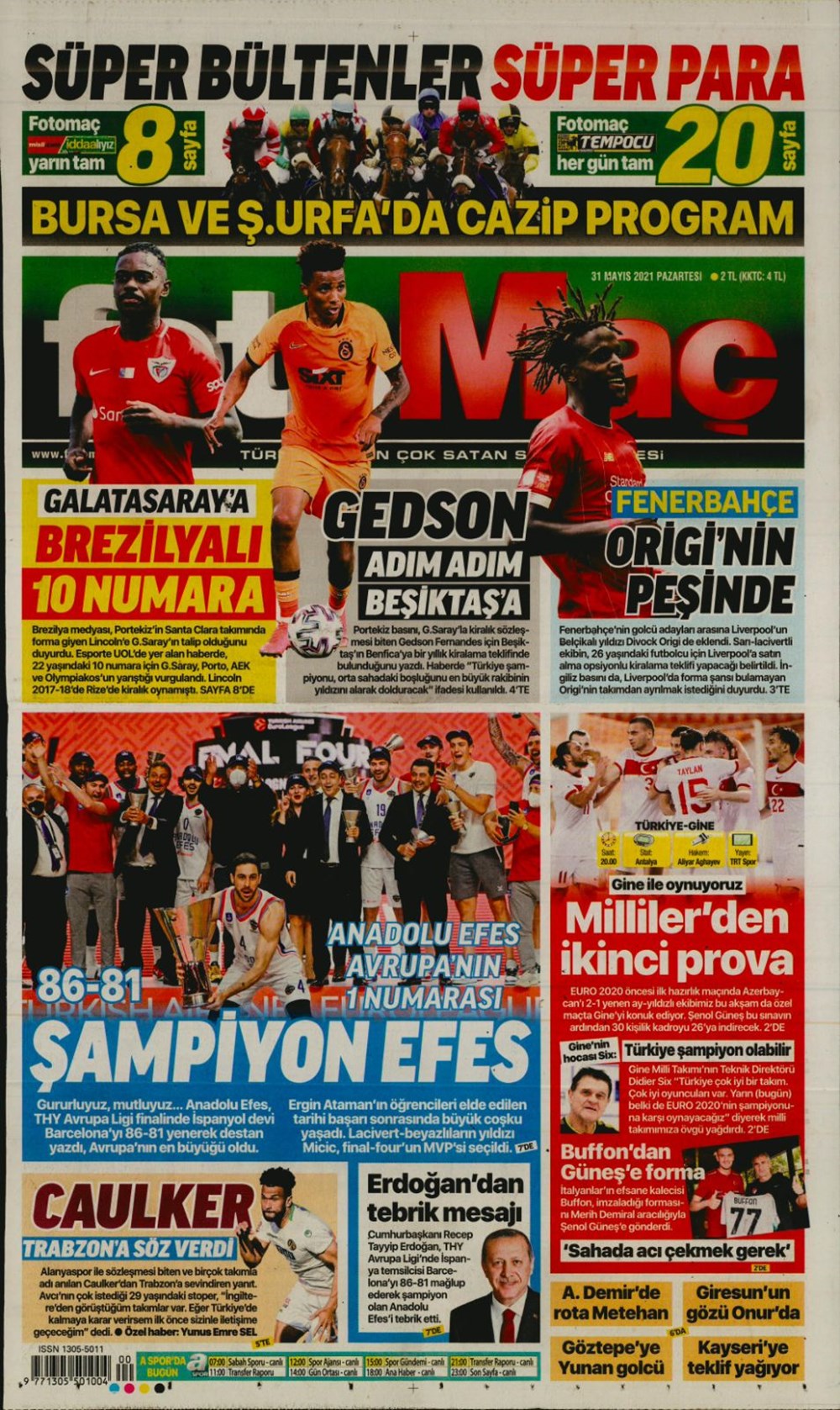 Günün spor manşetleri (31 Mayıs 2021) - 1