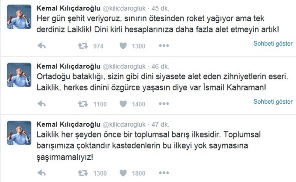 Kılıçdaroğlu'dan İsmail Kahraman'a 'laiklik' eleştirisi - 1