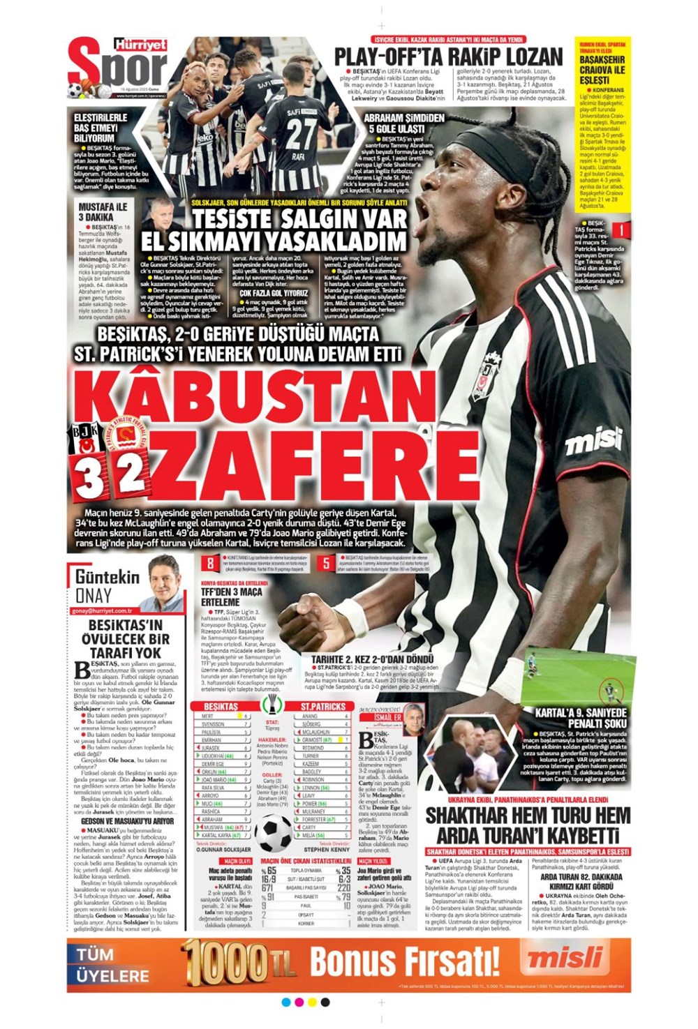 "Kabustan zafere" (15 Ağustos spor manşetleri) - 7