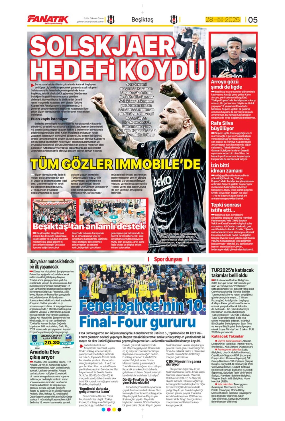 "Çeyrek finalde derbi var" (28 Şubat 2025 spor manşetleri) - 4