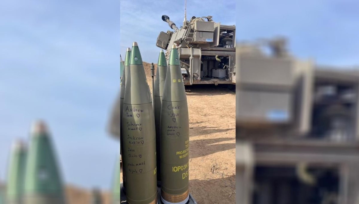 İsrail bombaların üzerine Filistin destekçilerinin isimlerini yazıyor İsrail bombaların üzerine Filistin destekçilerinin isimlerini yazıyor
