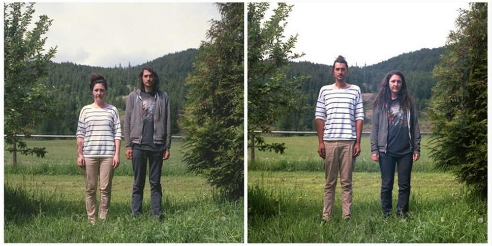 Поменялись со своим. Поменялись одеждой. Пара которая переодевается в инопланетян. Канадский фотограф делает снимки людей до и после. Switcheroo.