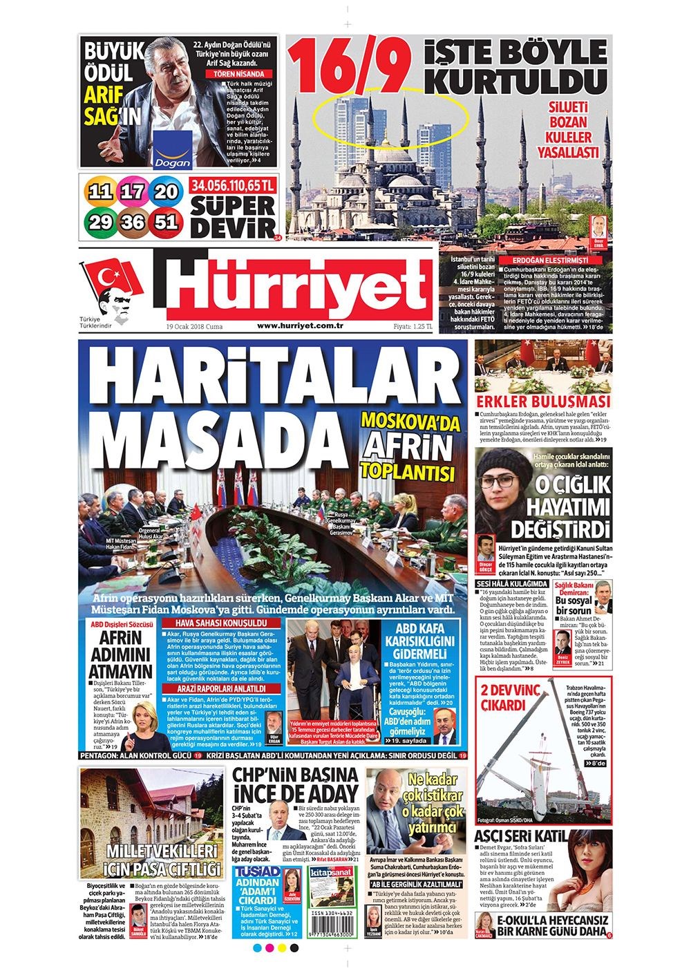 Günün gazete manşetleri - 19 Ocak 2018 - 1