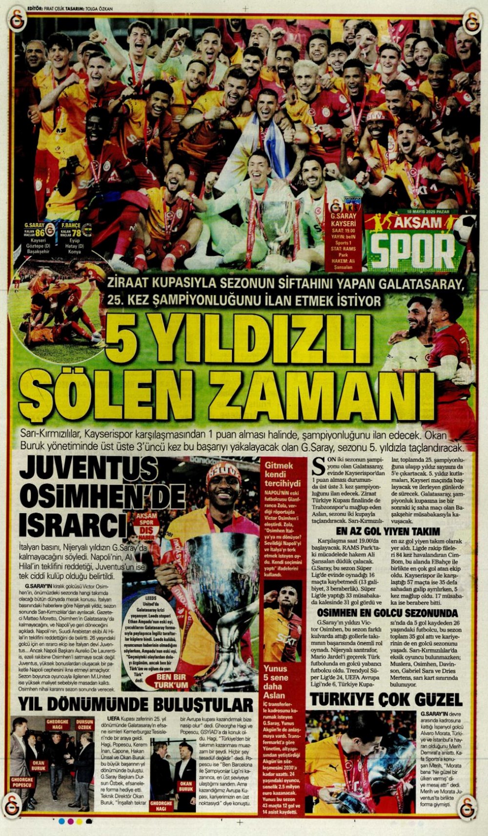 "Devler Ligi hediyesi Silva" (18 Mayıs 2025 spor manşetleri) - 1