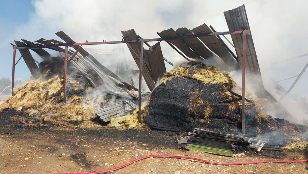 Burdur'da çıkan yangında 3 bin saman balyası yandı