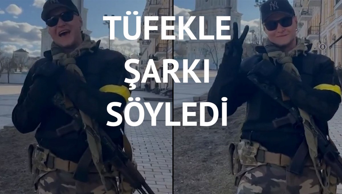 Ukraynalılara destek için nöbet tutup şarkı söyledi