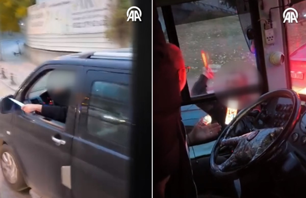 Bıçaklı maganda! Halk otobüsü şoförünü bıçakla tehdit eden sürücüye gözaltı Bıçaklı maganda! Halk otobüsü şoförünü bıçakla tehdit eden sürücüye gözaltı