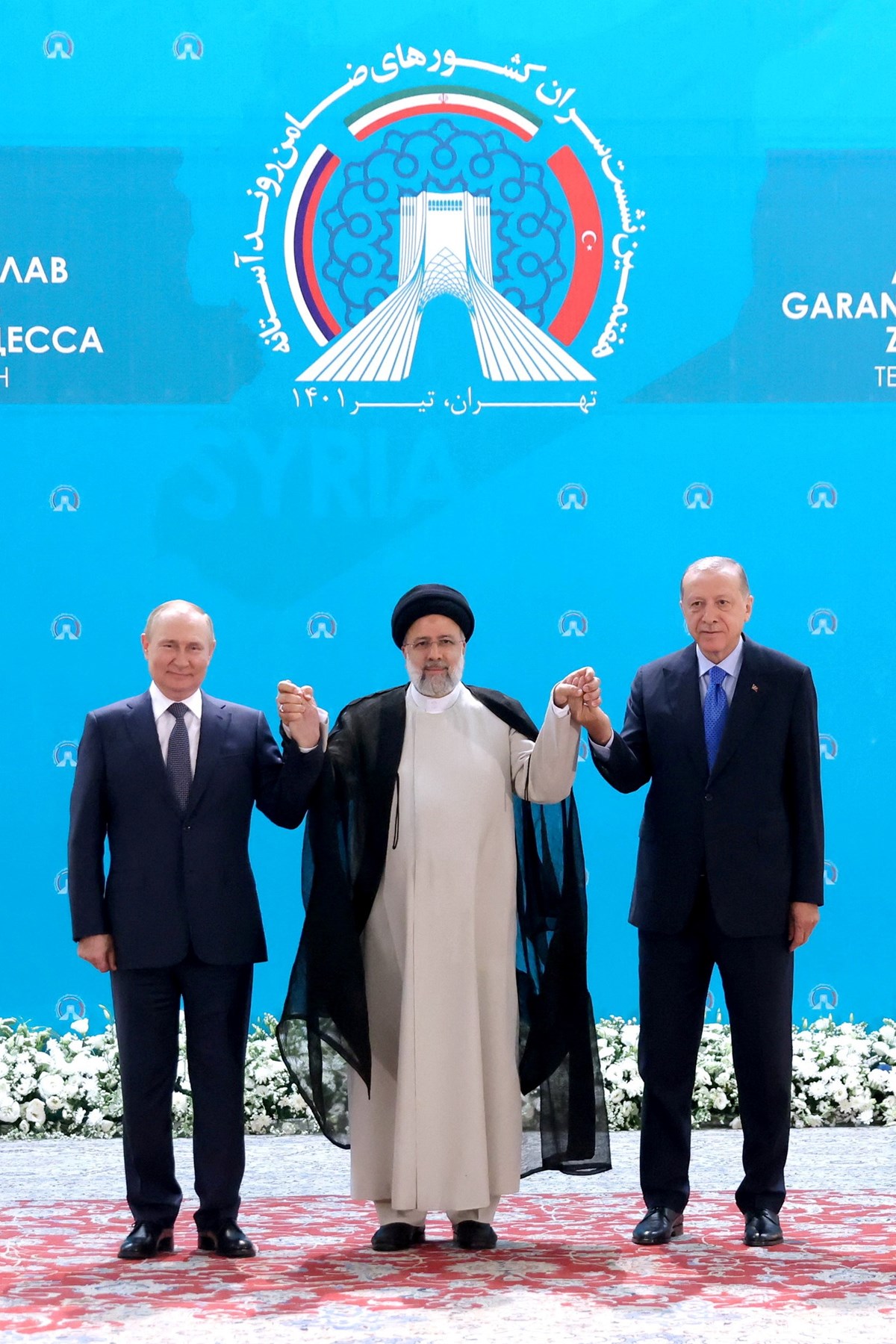 "Astana Formatında Yedinci Üçlü Zirve Toplantısı" kapsamında, Cumhurbaşkanı Recep Tayyip Erdoğan, İran Cumhurbaşkanı İbrahim Reisi ve Rusya Devlet Başkanı Vladimir Putin 20 Temmuz
