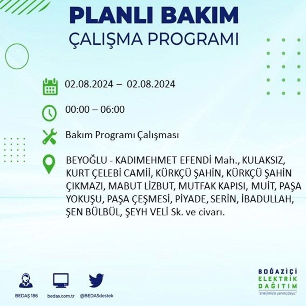 İstanbul'un 22 ilçesinde elektrik kesintisi: Elektrikler ne zaman gelecek? (2 Ağustos BEDAŞ kesinti programı) - 20