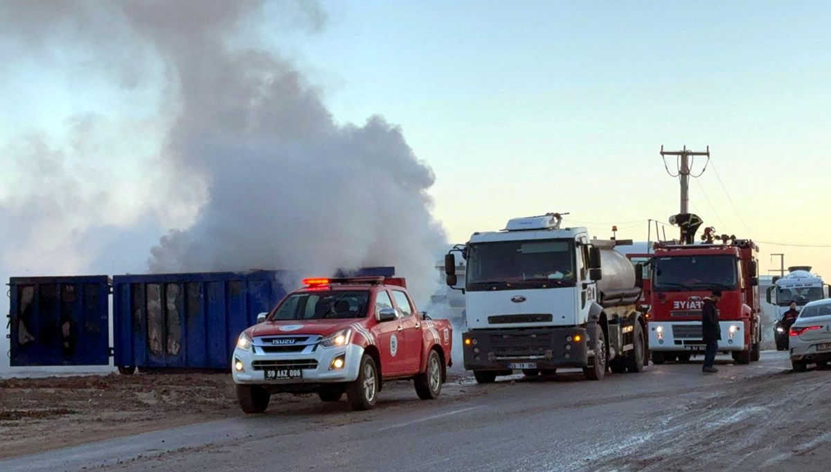 Tekirdağ'da konteyner üretim tesisinde yangın