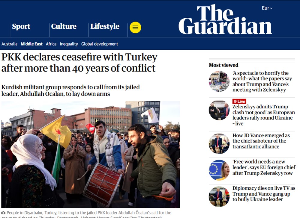 PKK'nın ateşkes ilanı dünya manşetlerinde: