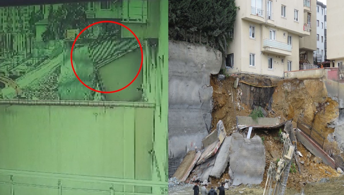 İstinat duvarı bir anda yerle bir oldu