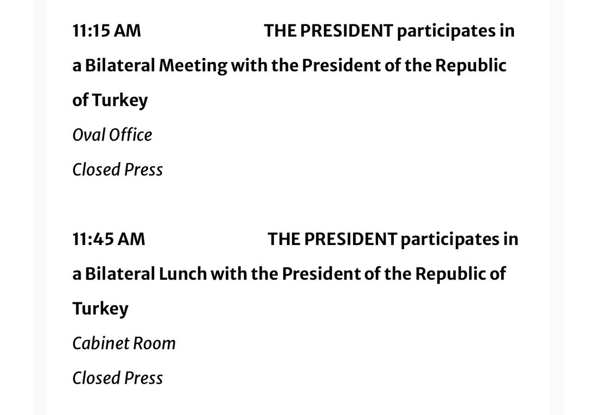 Beyaz Saray, Cumhurbaşkanı Recep Tayyip Erdoğan ile ABD Başkanı Donald Trump