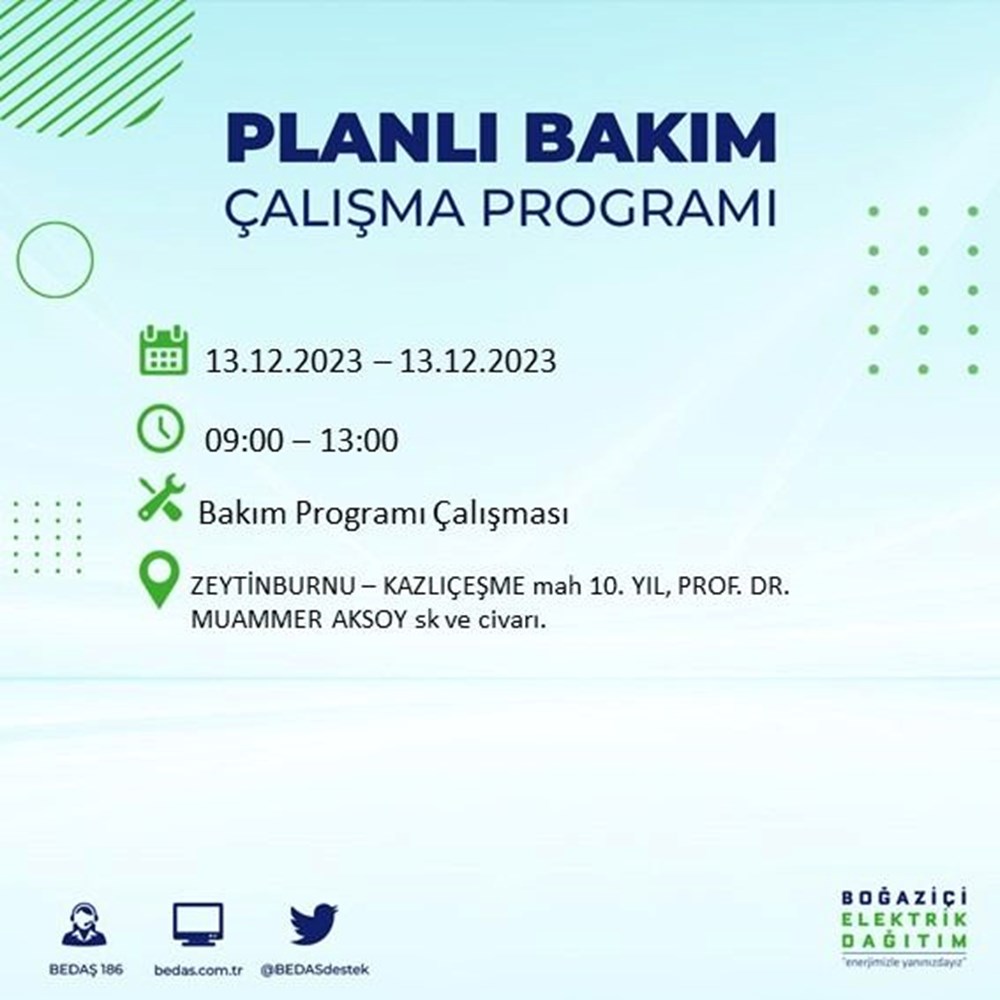 İstanbul'un 20 ilçesinde elektrik kesintisi: Elektrikler ne zaman gelecek? (13 Aralık BEDAŞ kesinti programı) - 42