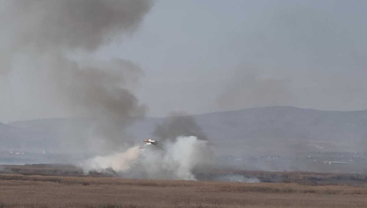 Eber Gölü'nde sazlık alanda çıkan yangın söndürüldü