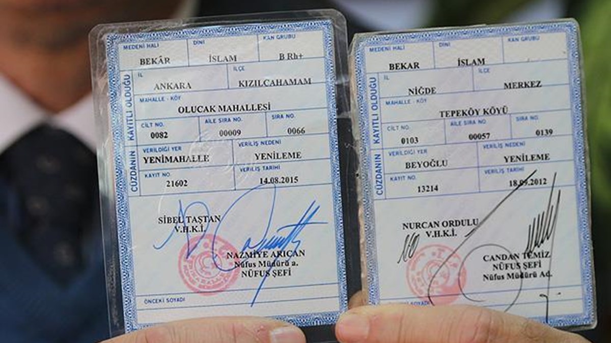 nufus cuzdanlarinda bekar yerine