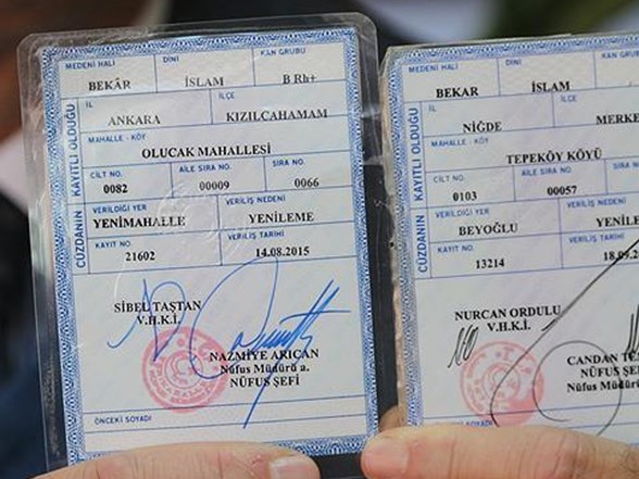 nufus cuzdanlarinda bekar yerine