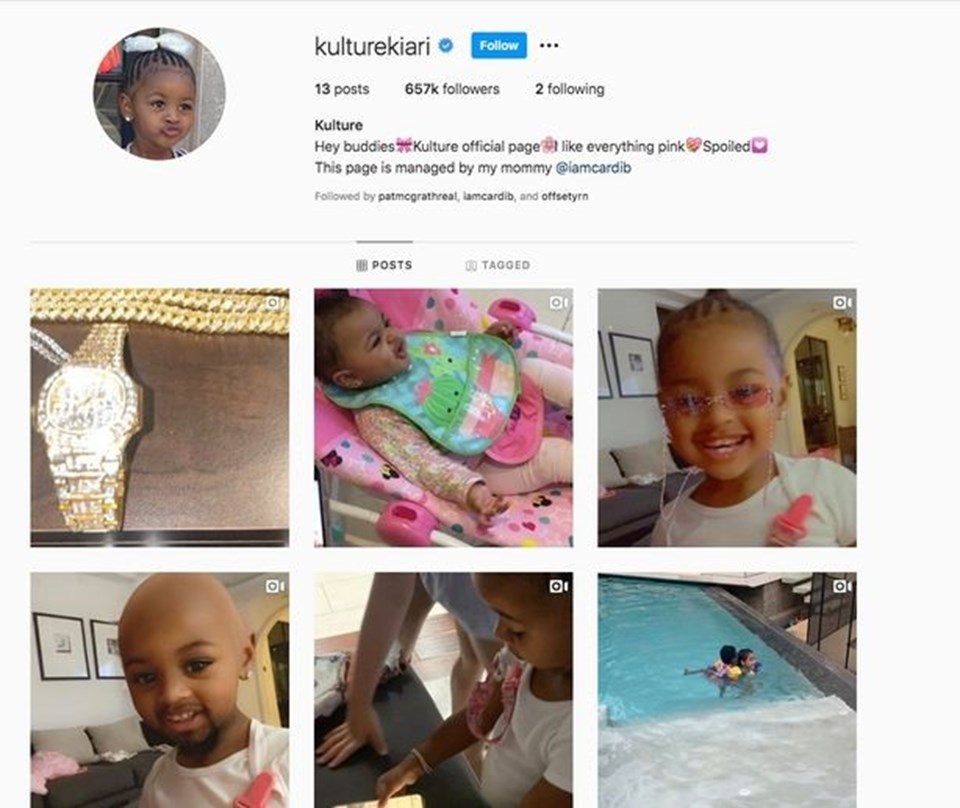 Cardi B'nin kızı Kulture adına açtığı Instagram hesabında takipçi patlaması - 1