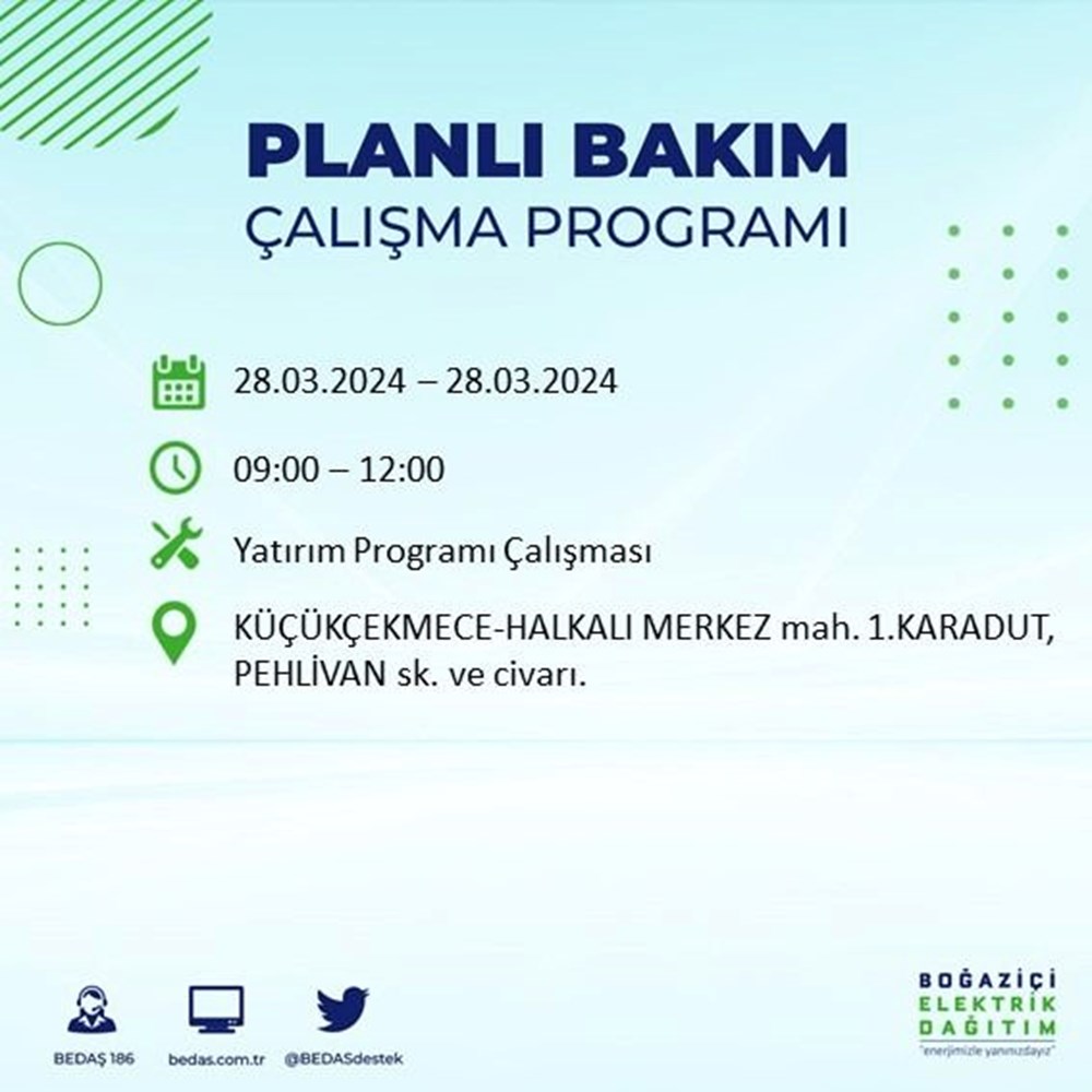 İstanbul'un 19 ilçesinde elektrik kesintisi: Elektrikler ne zaman gelecek? (28 Mart tarihli BEDAŞ kesinti programı) - 45