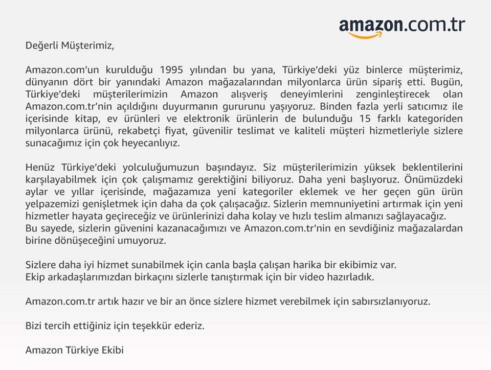 Amazon Türkiye’den ilk mesaj: Çok mutluyuz - 1