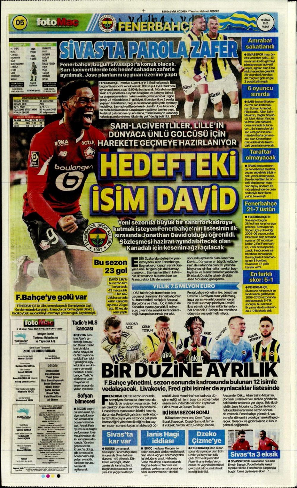 "Kartal ağır yaralı" (13 Nisan 2025 spor manşetleri) - 15