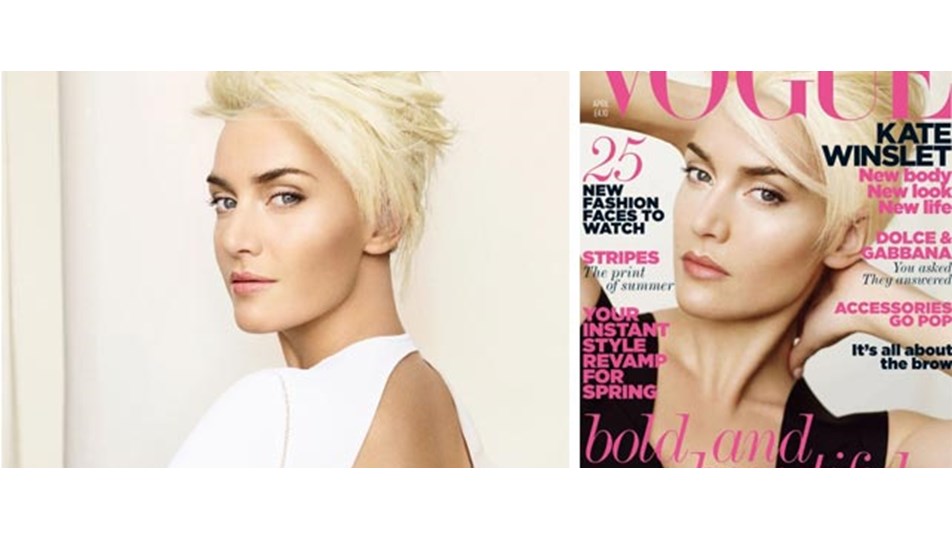 Kate Winslet, Vogue dergisinin nisan sayısı için yeni tarzıyla objektif kar...