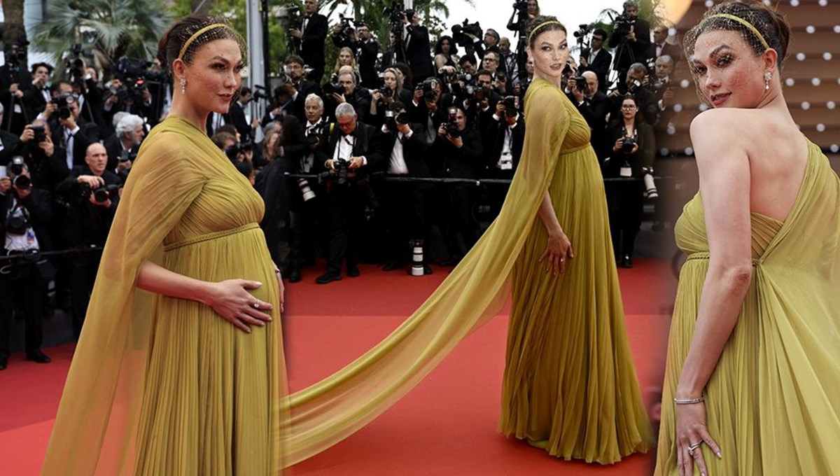 Karnı burnunda Karlie Kloss Cannes Film Festivali galasında