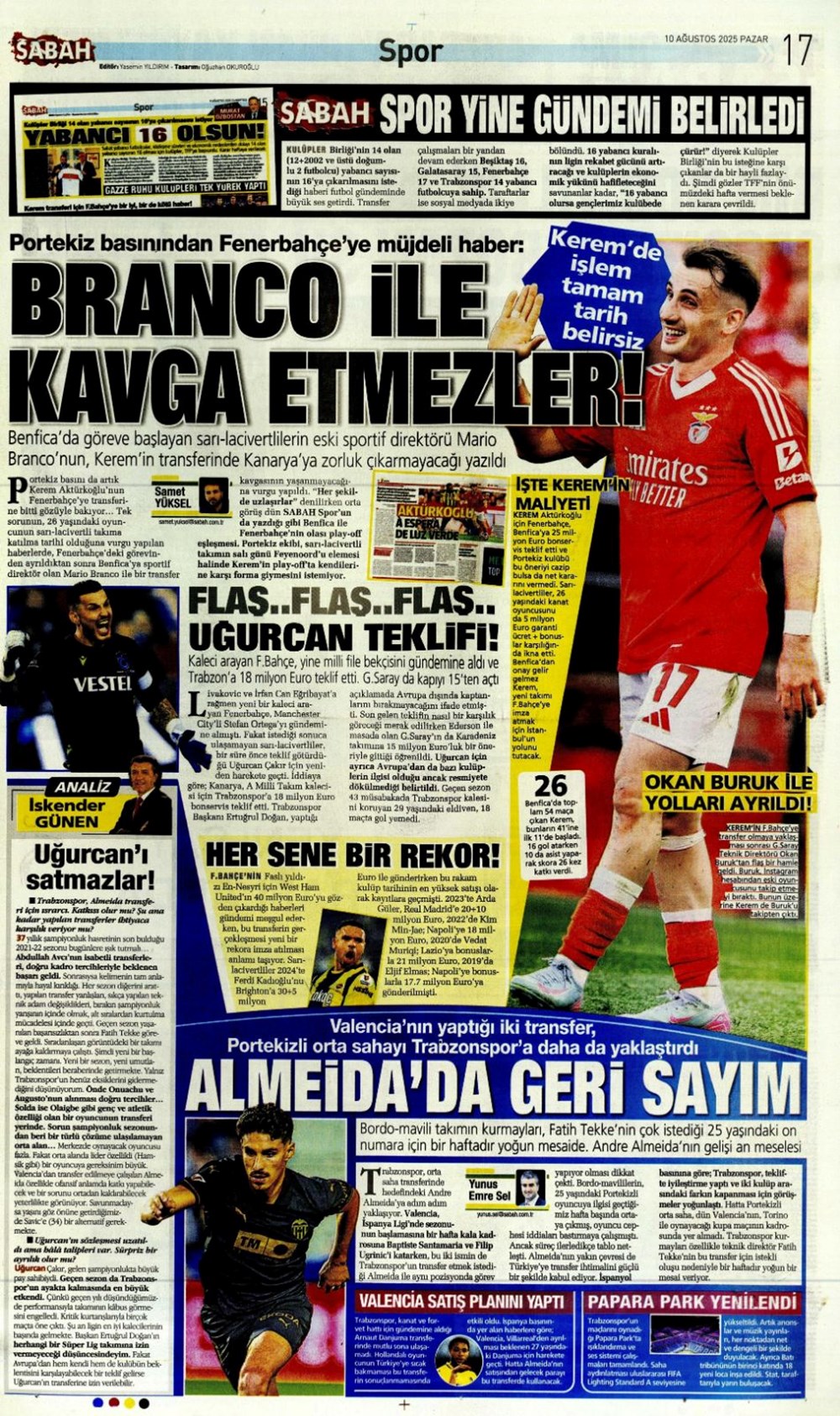 "Kadıköy rüyası" (10 Ağustos spor manşetleri) - 19