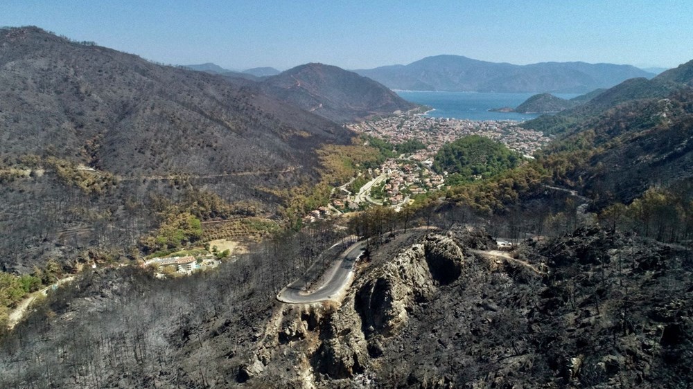Marmaris'te yanan alanlar havadan görüntülendi - 14
