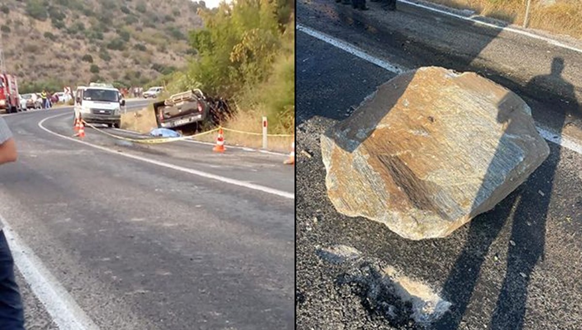 Seyir halindeyken kamyonetin üzerine kaya düştü: 1 ölü, 3 yaralı